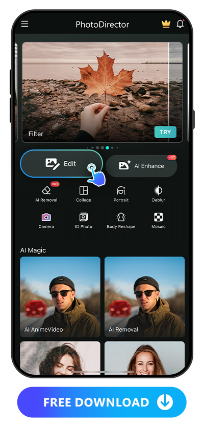 launcher of PhotoDirector and highlight edit feature icon